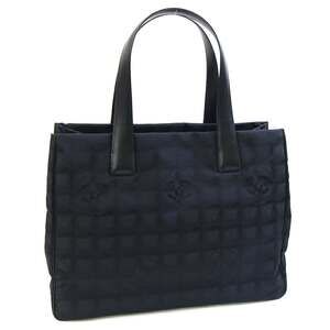 CHANEL Black Leather Logo Tote Bag